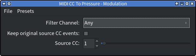 MIDICCToPressure generic UI in jalv