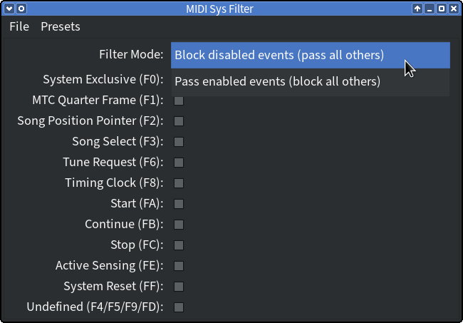 MIDISysFilter generic UI in jalv