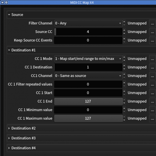 MIDICCMapX4 generic UI in jalv